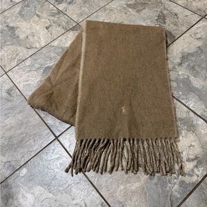 POLO RALPH LAUREN Vintage Tan Lambswool Scarf made in Italy 🇮🇹